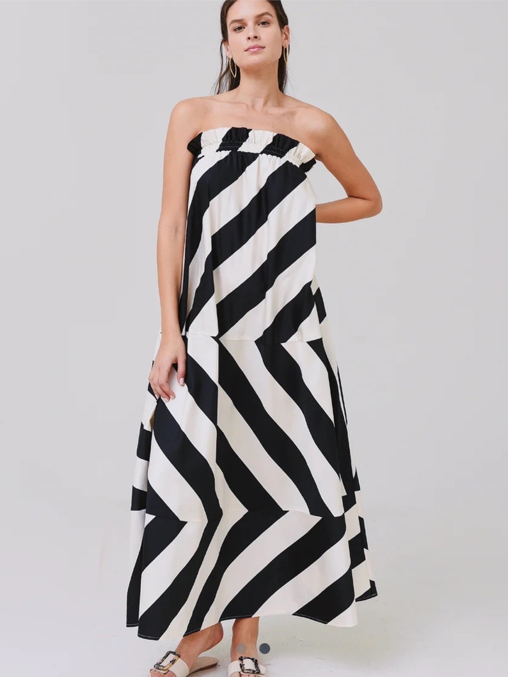 Tory Burch Black & White Strapless Maxi Dress